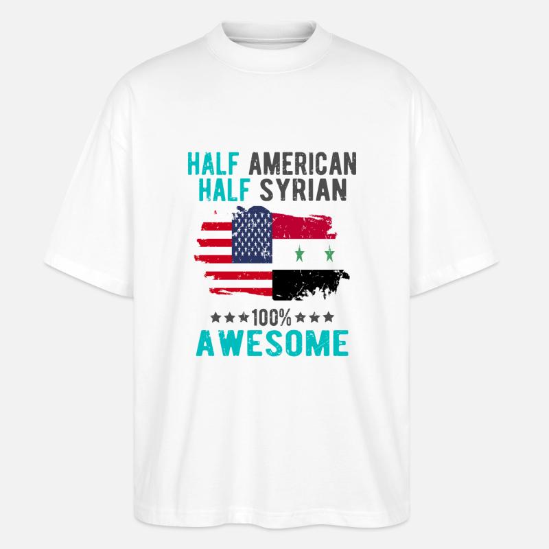 Halb Amerikaner Halb Syrier - Stanley/Stella Oversized Unisex Bio T-Shirt Blaster 2.0 - Weiß