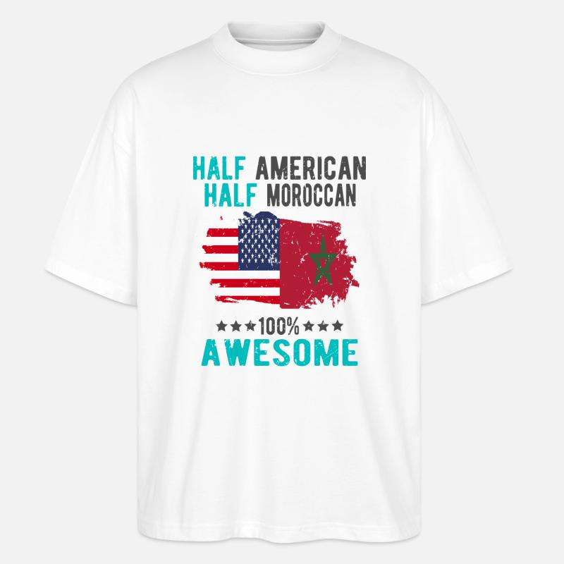 Half American Half Moroccan - Stanley/Stella Oversized Unisex Organic T-shirt Blaster 2.0 - white