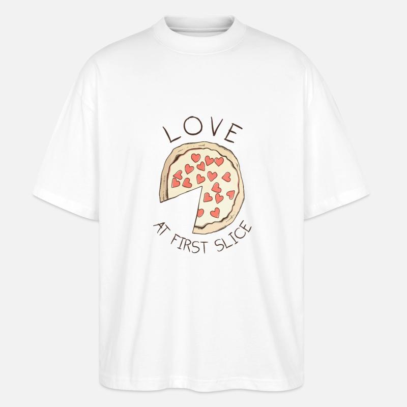 Pizza Love At First Slice - Stanley/Stella Oversized Unisex Bio T-Shirt Blaster 2.0 - Weiß
