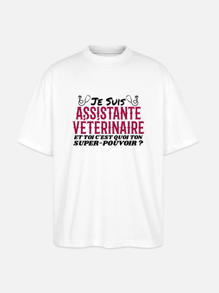 Assistent | Tierarzt | Geschenk | Superkraft - Stanley/Stella Oversized Unisex Bio T-Shirt Blaster 2.0 - Weiß