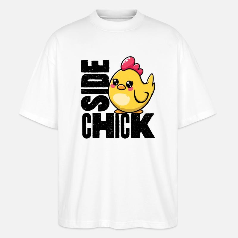 Seitliches Küken - Stanley/Stella Oversized Unisex Bio T-Shirt Blaster 2.0 - Weiß