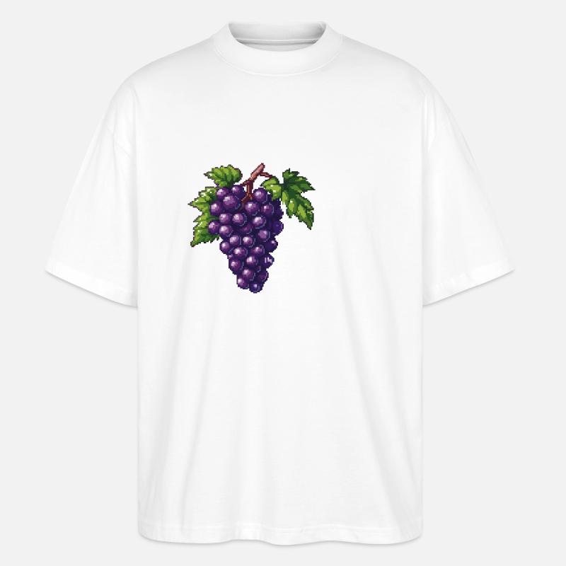 Raisin Icône Pixel - T-shirt bio Blaster 2.0 coupe oversize Stanley/Stella Unisexe - blanc