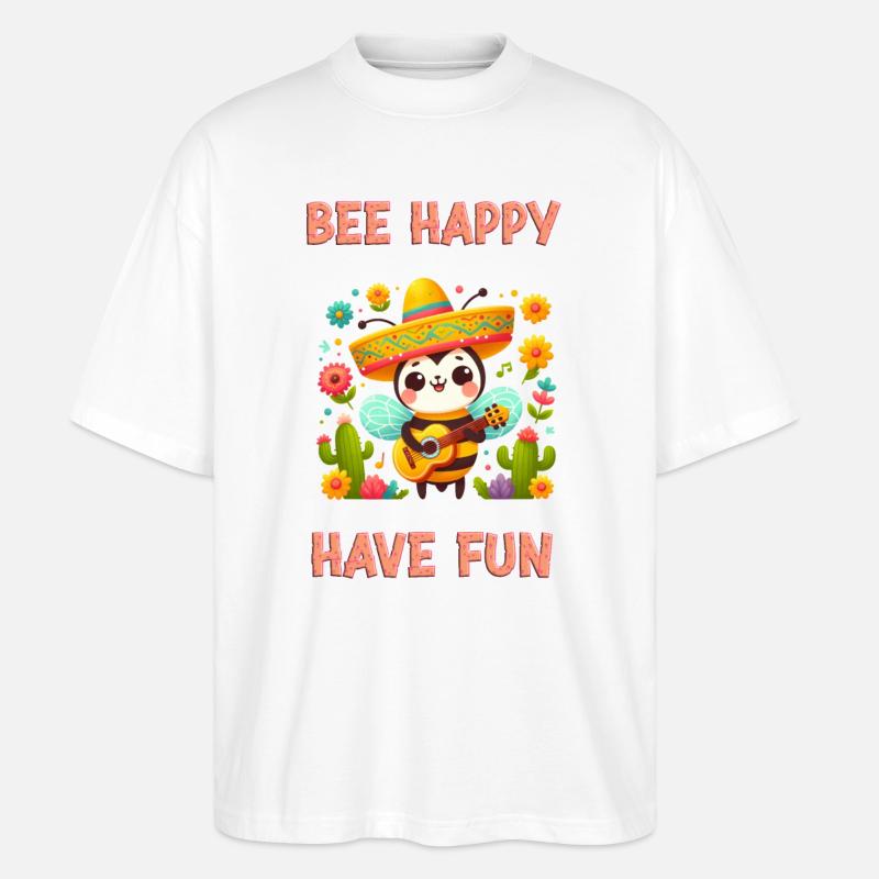 Bee Happy - Amusez-vous 7 - T-shirt bio Blaster 2.0 coupe oversize Stanley/Stella Unisexe - blanc