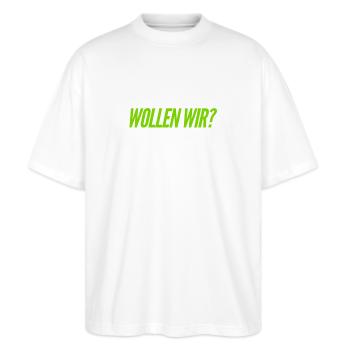hast du Bock? - Stanley/Stella Oversized Unisex Bio T-Shirt Blaster 2.0 - Weiß - Vorne - Alina (178cm) & Michal (187cm)