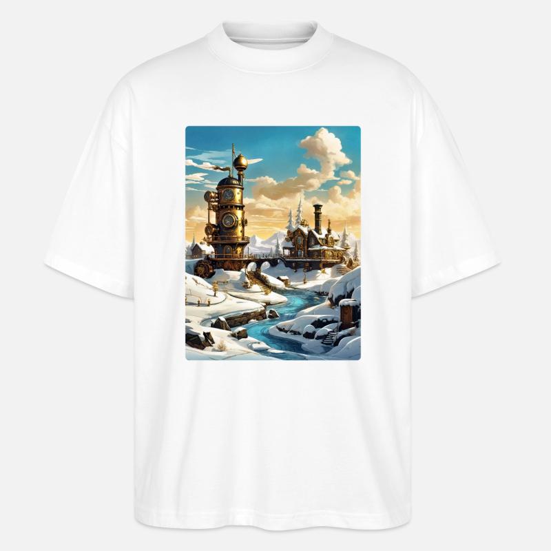 Steampunk Winterlandschaft 1.4 - Stanley/Stella Oversized Unisex Bio T-Shirt Blaster 2.0 - Weiß