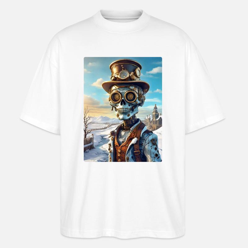 Steampunk Winterlandschaft Zombie 1.2 - Stanley/Stella Oversized Unisex Bio T-Shirt Blaster 2.0 - Weiß