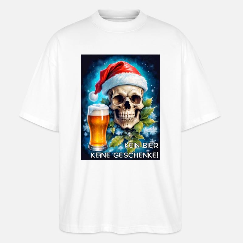 Weihnachten Skull Bier 2.3 - Stanley/Stella Oversized Unisex Bio T-Shirt Blaster 2.0 - Weiß