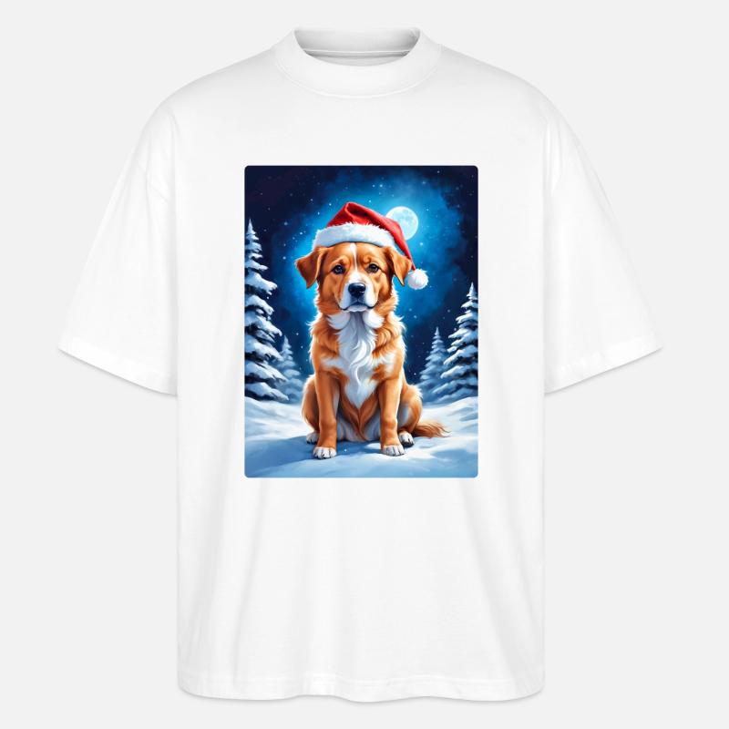 Winterlandschaft Hund 3.8 - Stanley/Stella Oversized Unisex Bio T-Shirt Blaster 2.0 - Weiß