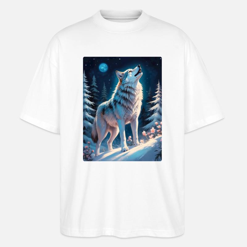 Winterlandschaft Wolf 1.2 - Stanley/Stella Oversized Unisex Bio T-Shirt Blaster 2.0 - Weiß