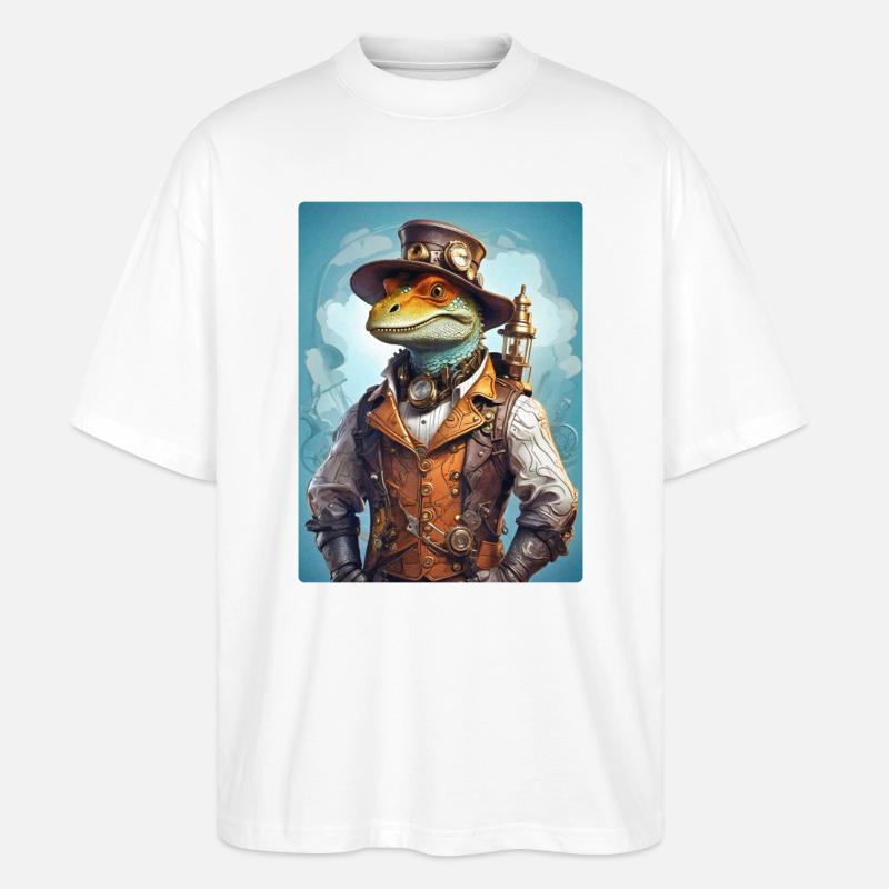 Steampunk Dino 1.6 - Stanley/Stella Oversized Unisex Bio T-Shirt Blaster 2.0 - Weiß