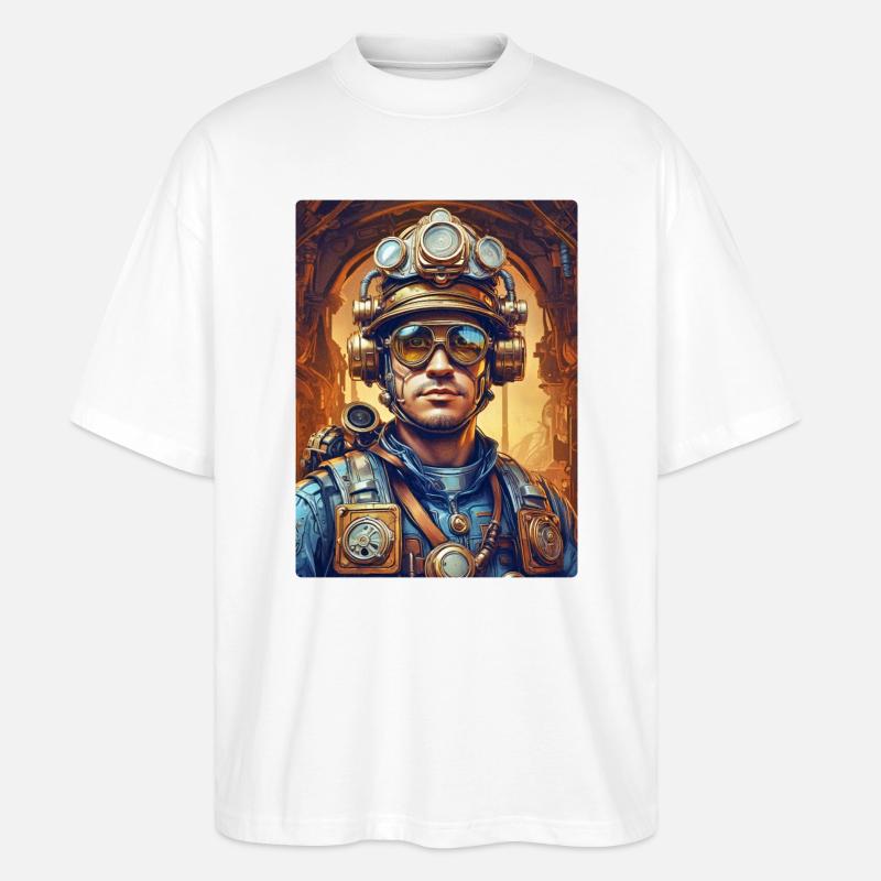 Steampunk Firefighter Man 1.10 - Stanley/Stella Oversized Unisex Bio T-Shirt Blaster 2.0 - Weiß