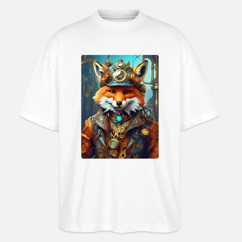 Steampunk pompier renard 1.15 - T-shirt bio Blaster 2.0 coupe oversize Stanley/Stella Unisexe - blanc