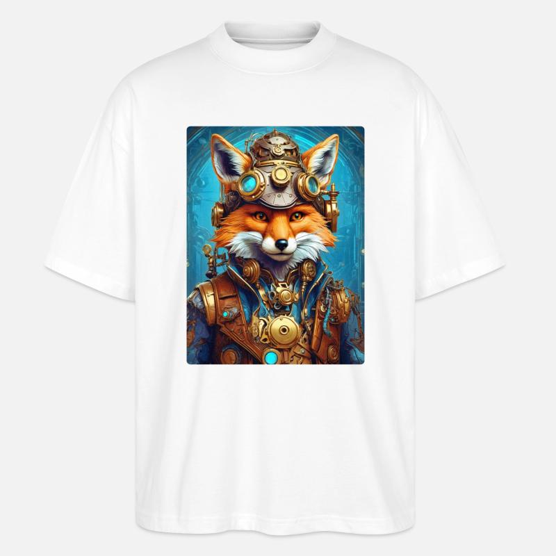 Steampunk Pompier Fox 1.17 - T-shirt bio Blaster 2.0 coupe oversize Stanley/Stella Unisexe - blanc