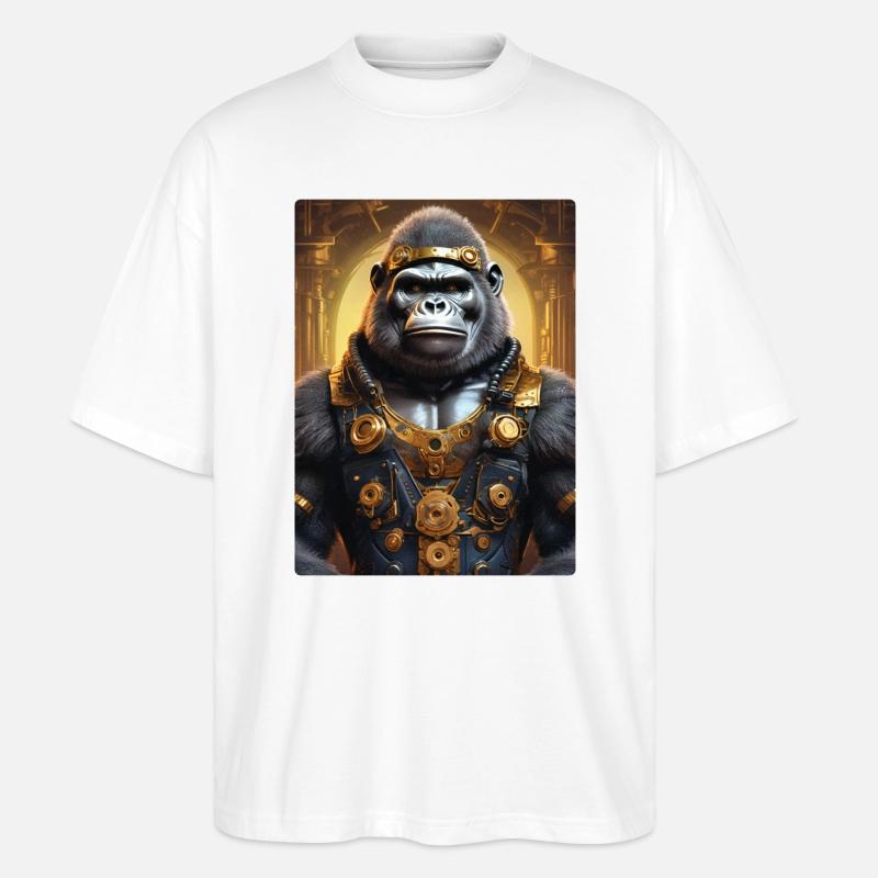 Steampunk Gorilla 1.5 - Stanley/Stella Oversized Unisex Organic T-shirt Blaster 2.0 - white