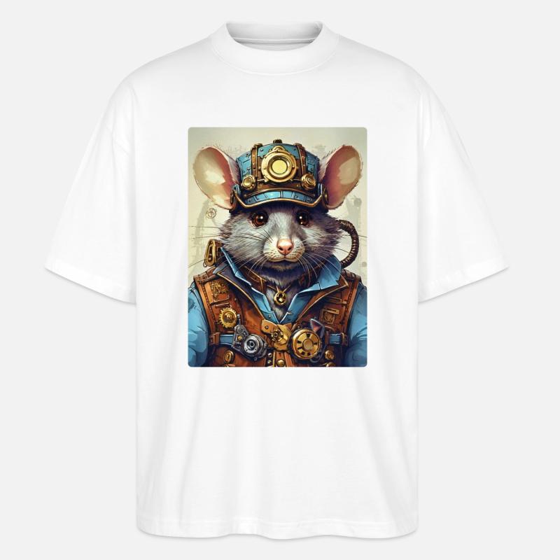 Rat steampunk 1.11 - T-shirt bio Blaster 2.0 coupe oversize Stanley/Stella Unisexe - blanc