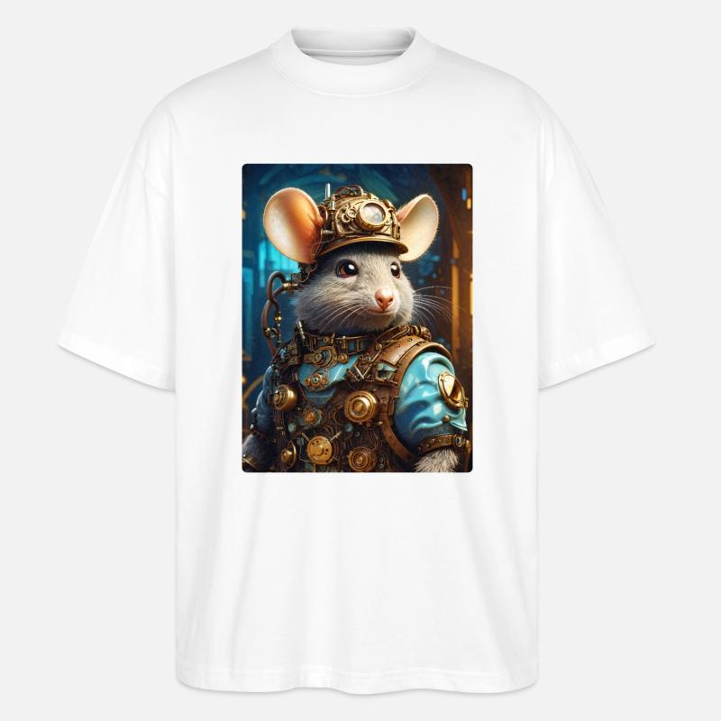 Steampunk Ratte 1.8 - Stanley/Stella Oversized Unisex Bio T-Shirt Blaster 2.0 - Weiß