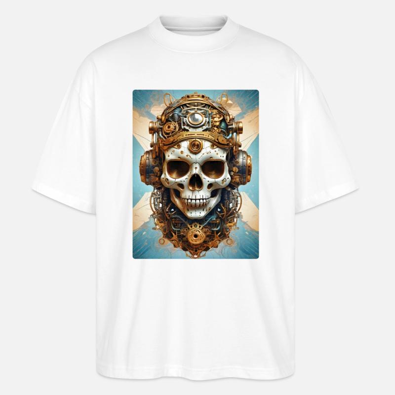 Steampunk Skull 1.2 - Stanley/Stella Oversized Unisex Bio T-Shirt Blaster 2.0 - Weiß