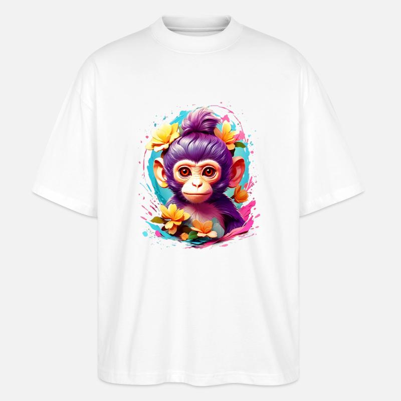 Affe Monkey V1 24 01 - Stanley/Stella Oversized Unisex Bio T-Shirt Blaster 2.0 - Weiß