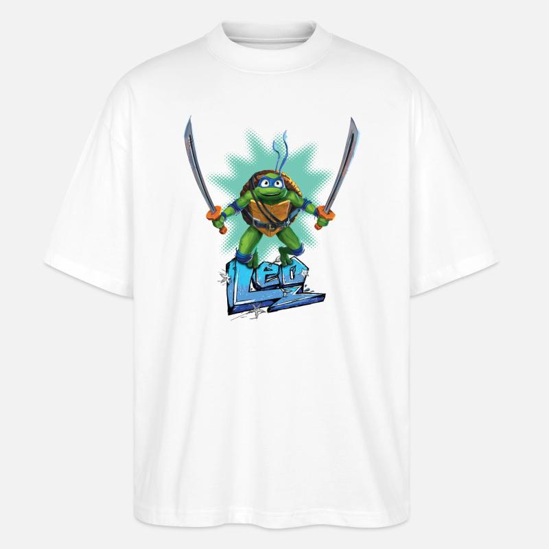 TMNT Mutant Mayhem Turtle Leo - Stanley/Stella Oversized Unisex Bio T-Shirt Blaster 2.0 - Weiß