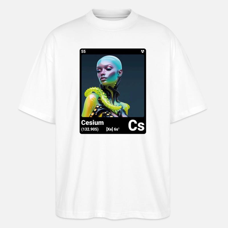 AI am Cäsium (bk) - Stanley/Stella Oversized Unisex Bio T-Shirt Blaster 2.0 - Weiß