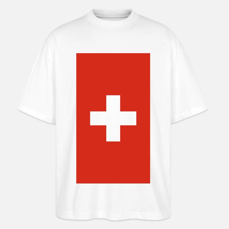 Telefon-Fall der Schweizer Flagge - Stanley/Stella Oversized Unisex Bio T-Shirt Blaster 2.0 - Weiß