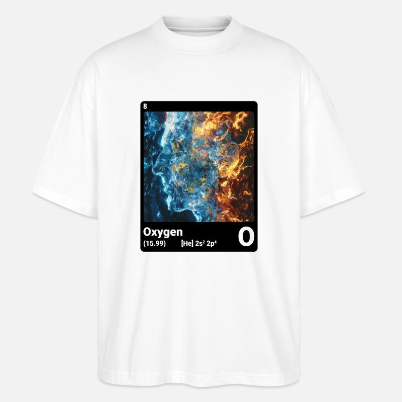 Periodensystem Element Sauerstoff (O) 008 - Stanley/Stella Oversized Unisex Bio T-Shirt Blaster 2.0 - Weiß