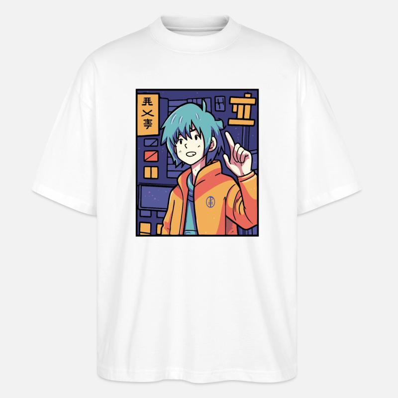 Garçon d’anime - T-shirt bio Blaster 2.0 coupe oversize Stanley/Stella Unisexe - blanc