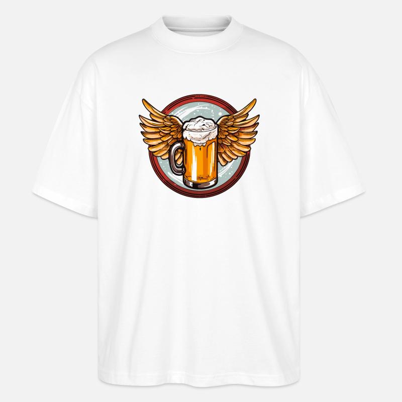 Bier mit Flügeln - Stanley/Stella Oversized Unisex Bio T-Shirt Blaster 2.0 - Weiß