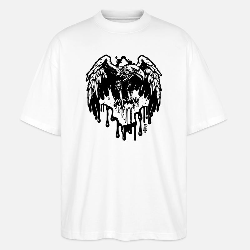 Aigle dégoulinant d’encre noire - T-shirt bio Blaster 2.0 coupe oversize Stanley/Stella Unisexe - blanc