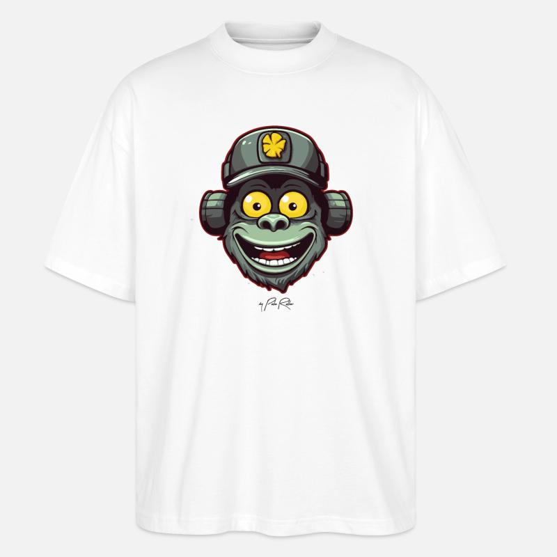 Funky, funny, friendly monkey - Stanley/Stella Oversized Unisex Organic T-shirt Blaster 2.0 - white