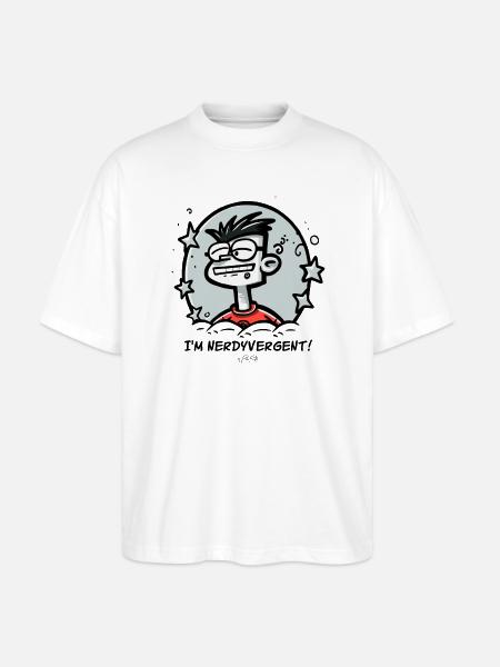 Jeg er nørdet, nørdet og sådan en nørd - Stanley/Stella Oversize Unisex Øko T-shirt Blaster 2.0 - hvid