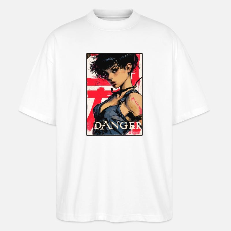 Das Anime Gefahr Mädchen - Stanley/Stella Oversized Unisex Bio T-Shirt Blaster 2.0 - Weiß