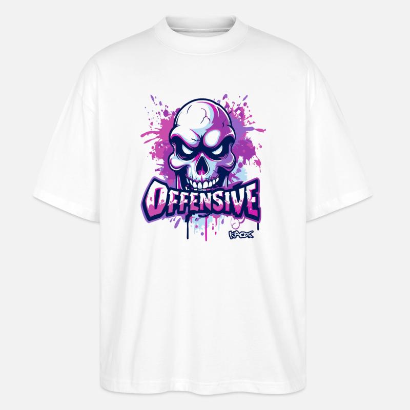 Beleidigender Totenkopf - Stanley/Stella Oversized Unisex Bio T-Shirt Blaster 2.0 - Weiß