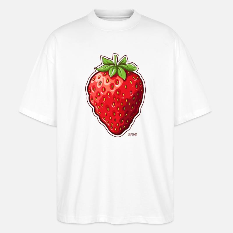 Große, dicke saftige Erdbeere - Stanley/Stella Oversized Unisex Bio T-Shirt Blaster 2.0 - Weiß