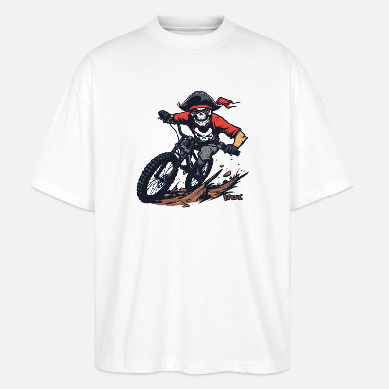 Skull Skeleton Pirate VTT - T-shirt bio Blaster 2.0 coupe oversize Stanley/Stella Unisexe - blanc