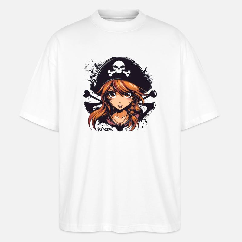 Ein Anime Piraten Mädchen - Stanley/Stella Oversized Unisex Bio T-Shirt Blaster 2.0 - Weiß