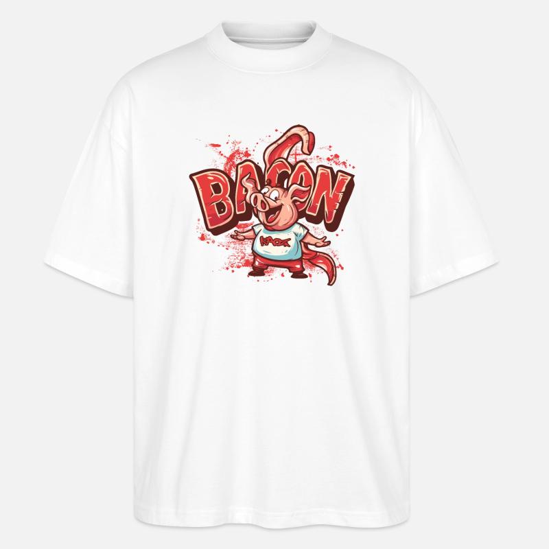 Leckerer Speck vom lustigen Schwein - Stanley/Stella Oversized Unisex Bio T-Shirt Blaster 2.0 - Weiß