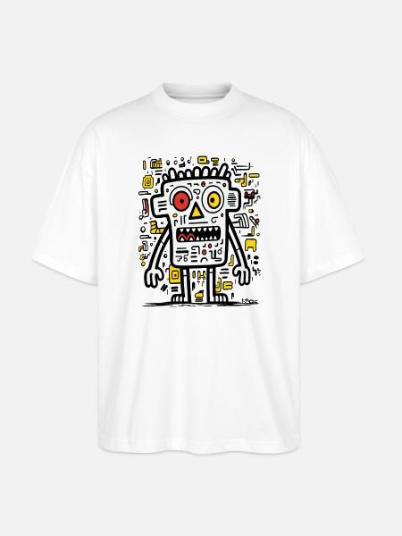 Abstract Funny Pop Art -- Monster - Stanley/Stella Oversized Unisex Organic T-shirt Blaster 2.0 - white