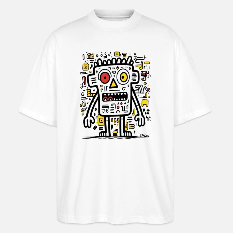 Abstrait drôle Pop Art--monstre - T-shirt bio Blaster 2.0 coupe oversize Stanley/Stella Unisexe - blanc