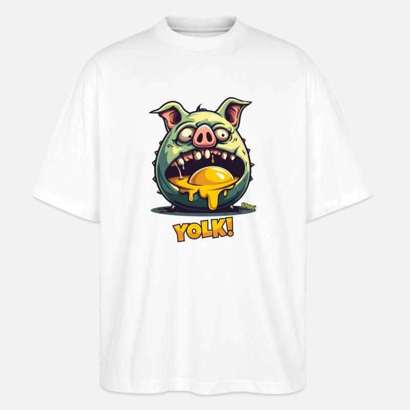 Zombie-Schwein verschlingt Eigelb - Stanley/Stella Oversized Unisex Bio T-Shirt Blaster 2.0 - Weiß
