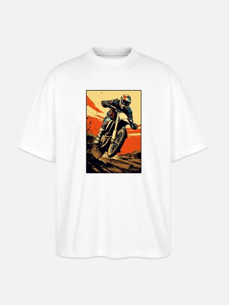 Motorcycle Illustration Motocross - Stanley/Stella Oversized Unisex Organic T-shirt Blaster 2.0 - white