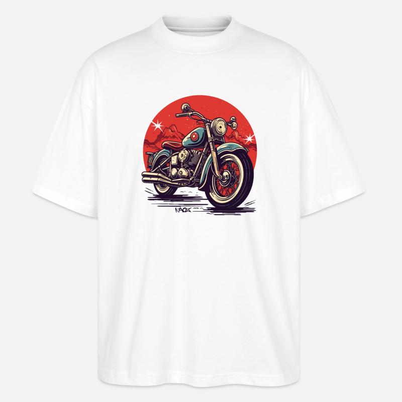 Großes Chopper-Motorrad - Stanley/Stella Oversized Unisex Bio T-Shirt Blaster 2.0 - Weiß