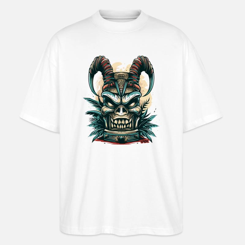 Hawaii Devil's Tiki - Stanley/Stella Oversized Unisex Organic T-shirt Blaster 2.0 - white