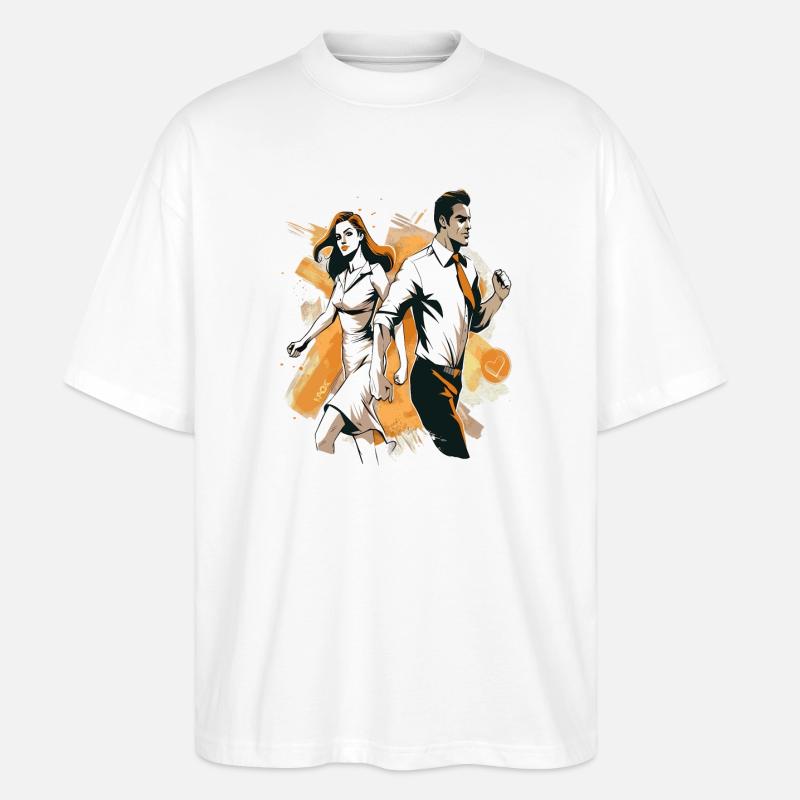 Couple breaks out and dances - Stanley/Stella Oversized Unisex Organic T-shirt Blaster 2.0 - white