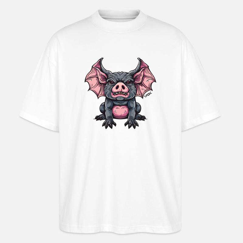 Cochon dragon terriblement drôle - T-shirt bio Blaster 2.0 coupe oversize Stanley/Stella Unisexe - blanc