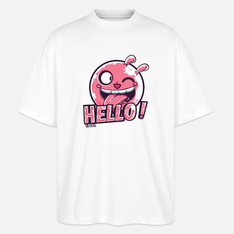Freches kleines Monster, Hallo - Stanley/Stella Oversized Unisex Bio T-Shirt Blaster 2.0 - Weiß