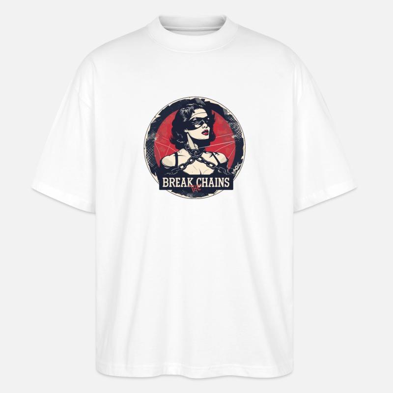 Checker: Break the chains - Stanley/Stella Oversized Unisex Organic T-shirt Blaster 2.0 - white