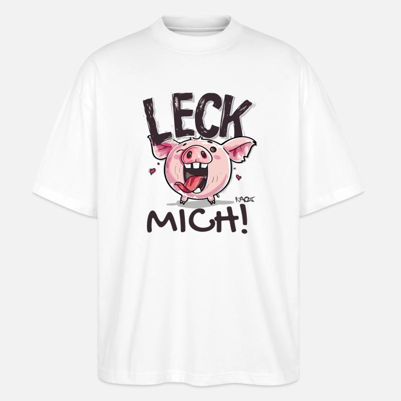 Petit cochon coquin : Lèche-moi - T-shirt bio Blaster 2.0 coupe oversize Stanley/Stella Unisexe - blanc
