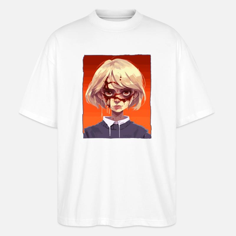 Gruseliges Mädchen - Stanley/Stella Oversized Unisex Bio T-Shirt Blaster 2.0 - Weiß