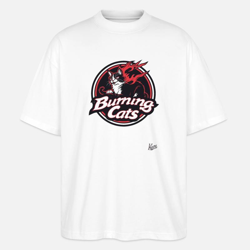Mascotte Chat Parodie : Burning Cats - T-shirt bio Blaster 2.0 coupe oversize Stanley/Stella Unisexe - blanc